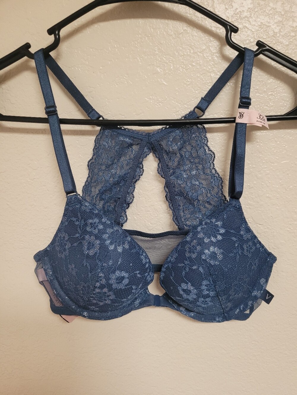 Victoria's Secret Blue Lace Racerback Push-Up Bra